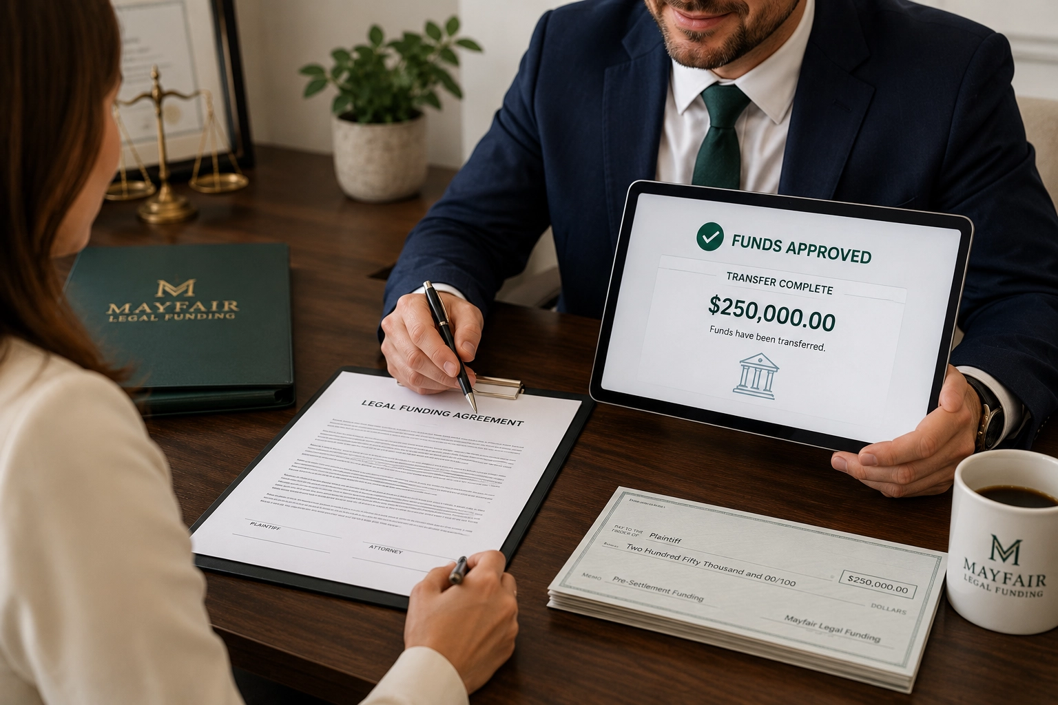 Mayfair Legal Funding transfers the approved funds.