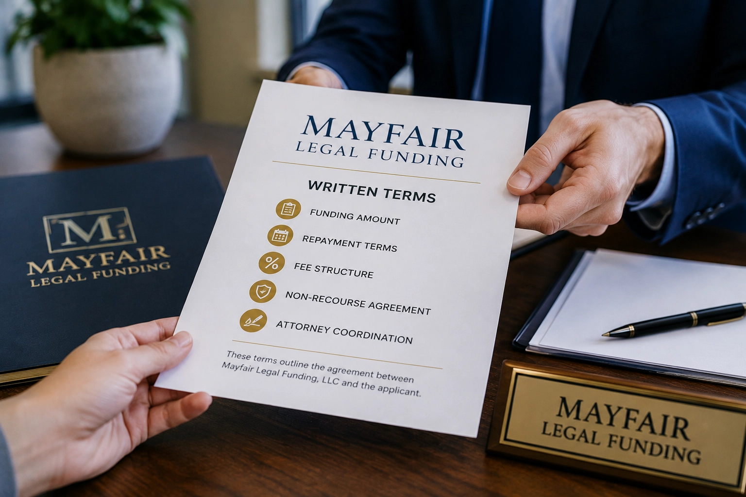 Mayfair Legal Funding issues written terms.